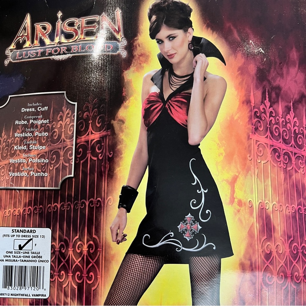 Sexy Nightfall Vampira Vampire Gothic Halloween Costume Adult Sz 12 Rubie's NOS